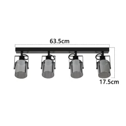 NETTLIFE Spot de plafond noirs 4 ampoules Plafonnier industriel vintage E14