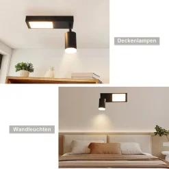 NETTLIFE Spot de plafond 1 ampoule GU10 chambre 3000k 20W lampe de cuisine noir blanc chaud orientable