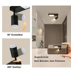 NETTLIFE Spot de plafond 1 ampoule GU10 chambre 3000k 20W lampe de cuisine noir blanc chaud orientable