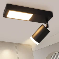 NETTLIFE Spot de plafond 1 ampoule GU10 chambre 3000k 20W lampe de cuisine noir blanc chaud orientable