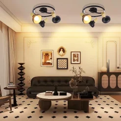 NETTLIFE Spot de plafond 3 flammes E14 plafonnier vintage orientable pour couloir salon