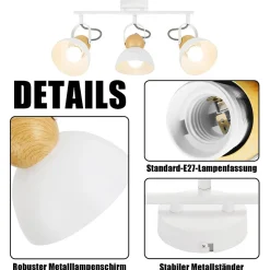 NETTLIFE Spot de plafond vintage noir E27 orientable lampe de couloir rétro métal industriel orientable