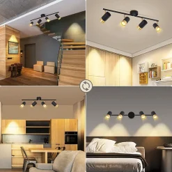 NETTLIFE Spot de plafond GU10 lampe de couloir noir doré orientable vintage