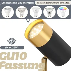 NETTLIFE Spot de plafond GU10 lampe de couloir noir doré orientable vintage