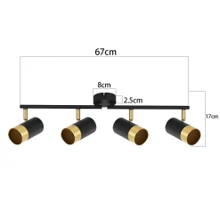 NETTLIFE Spot de plafond GU10 lampe de couloir noir doré orientable vintage