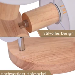 NETTLIFE Spot de plafond 3 Ampoules rond bois Plafonnier LED E14 spot