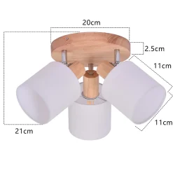 NETTLIFE Spot de plafond 3 Ampoules rond bois Plafonnier LED E14 spot