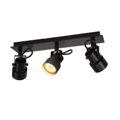 NETTLIFE Spot de Plafond Noir Plafonnier Vintage GU10 Lampe de Cuisine pour Orientable 3 Flammes Vintage