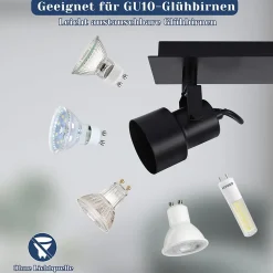 NETTLIFE Spot de Plafond Noir Plafonnier Vintage GU10 Lampe de Cuisine pour Orientable 3 Flammes Vintage