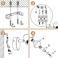 NETTLIFE Spot de plafond 1 flamme plafonnier blanc spot de couloir industriel E14 intérieur orientable