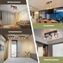 NETTLIFE Spot de plafond Spots de plafond noirs 3 ampoules E14 spots verre