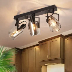 NETTLIFE Spot de plafond Spots de plafond noirs 3 ampoules E14 spots verre