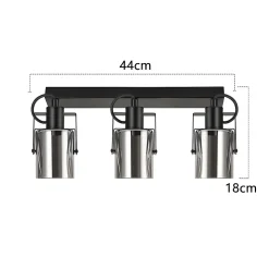 NETTLIFE Spot de plafond Spots de plafond noirs 3 ampoules E14 spots verre