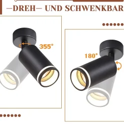 NETTLIFE Spot de plafond noir 1 ampoule plafonnier moderne spot GU10 spots orientables intérieur métal