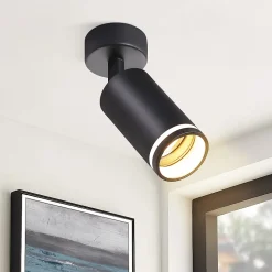 NETTLIFE Spot de plafond noir 1 ampoule plafonnier moderne spot GU10 spots orientables intérieur métal