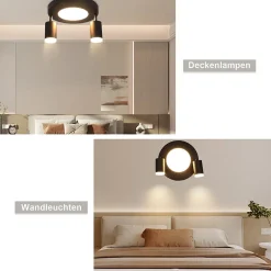 NETTLIFE Spot de plafond 2 ampoules noir 3000K protection des yeux installation facile orientable GU10