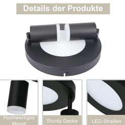 NETTLIFE Spot de plafond 2 ampoules noir 3000K protection des yeux installation facile orientable GU10