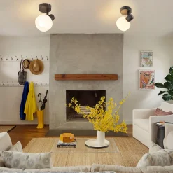 NETTLIFE Spot de plafond noir E14 abat-jour en verre vintage d'intérieur Spot moderne pour chambre à coucher salon