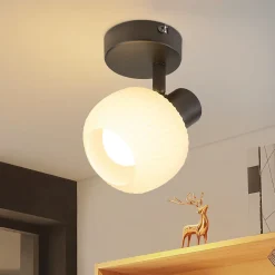 NETTLIFE Spot de plafond noir E14 abat-jour en verre vintage d'intérieur Spot moderne pour chambre à coucher salon