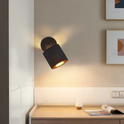 NETTLIFE Spot de Plafond MAX.40W Plafonnier Noir Vintage E14 Spot Mural Écran en Tissu pour Salon Chambre,Sans Ampoule