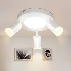 NETTLIFE Spot de plafond 3 ampoules GU10 20W chambre 3000k lampe de cuisine métal orientable