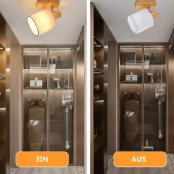 NETTLIFE Spot de Plafond Couloir Mural Moderne en Bois E14 MAX.40W pour Salon Chambre Cuisine (sans Ampoule)