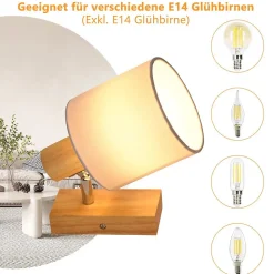 NETTLIFE Spot de Plafond Couloir Mural Moderne en Bois E14 MAX.40W pour Salon Chambre Cuisine (sans Ampoule)