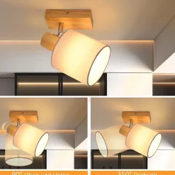 NETTLIFE Spot de Plafond Couloir Mural Moderne en Bois E14 MAX.40W pour Salon Chambre Cuisine (sans Ampoule)