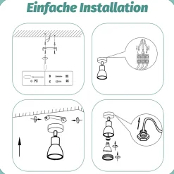 NETTLIFE Spot de plafond LED 1 ampoule noir salon plafonnier orientable GU10 spot lampe moderne