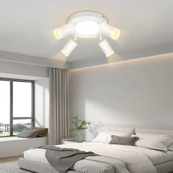 NETTLIFE Spot de plafond 4 ampoules rond 20W 3000K GU10 installation facile blanc chaud orientable moderne