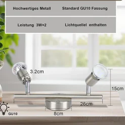 NETTLIFE Spot de plafond LED orientable GU10 2 flamme spots de plafond salon industriel orientable