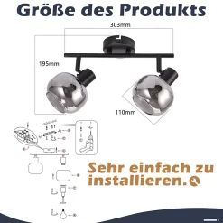 NETTLIFE Spot de plafond spots de plafond noirs GU10-2 moderne