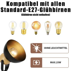 NETTLIFE Spot de plafond 2 flammes vintage noir E27 orientable lampe de couloir rétro métal industriel