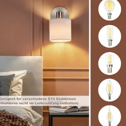 NETTLIFE Spot E14 Max 40 W Couloir Moderne Nickel Applique Murale Lampe pour Salon Chambre Cuisine