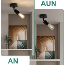 NETTLIFE Spot E27 noir lampe murale vintage lampe de cuisine pour salon, chambre à coucher Max.40 W