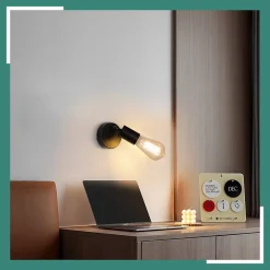 NETTLIFE Spot E27 noir lampe murale vintage lampe de cuisine pour salon, chambre à coucher Max.40 W