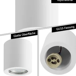 NETTLIFE Spot En Saillie Blanc Rond Gu10 Spots De Plafond Plâtre Moderne Petit 40w