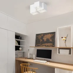 NETTLIFE Spot en saillie blanc GU10 spot en saillie carré 40W plâtre petit plafonnier moderne