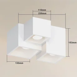 NETTLIFE Spot en saillie blanc GU10 spot en saillie carré 40W plâtre petit plafonnier moderne