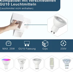 NETTLIFE Spot en saillie blanc GU10 spot en saillie carré 40W plâtre petit plafonnier moderne