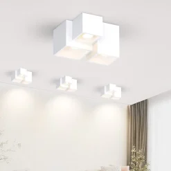 NETTLIFE Spot en saillie blanc GU10 spot en saillie carré 40W plâtre petit plafonnier moderne