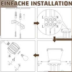 NETTLIFE Spot 3er De Plafond En Cristal Noir Vintage E14 Pour Couloir Pivotant à 350 Industriel