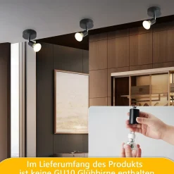 NETTLIFE Spot GU10 Max.40 W Applique murale d'intérieur moderne noire,abat-jour en tissu métallique, pour couloir, cuisine,