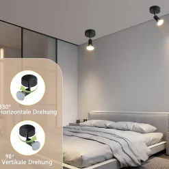 NETTLIFE Spot GU10 Max.40 W Applique murale d'intérieur moderne noire,abat-jour en tissu métallique, pour couloir, cuisine,