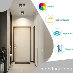 NETTLIFE Spot LED Plafonniers Noir GX53 MAX.5W Spot Carré Pivotant pour Cuisine Salon Salle à Manger Couloir