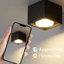 NETTLIFE Spot LED Plafonniers Noir GX53 MAX.5W Spot Carré Pivotant pour Cuisine Salon Salle à Manger Couloir