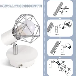 NETTLIFE Spot Mural Vintage Blanc Applique Murale E14 Abat-Jour en Métal Rétro Bar Salle à Manger Hôtel Max.