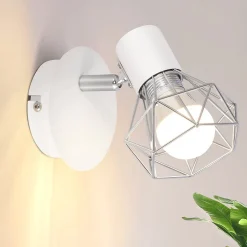 NETTLIFE Spot Mural Vintage Blanc Applique Murale E14 Abat-Jour en Métal Rétro Bar Salle à Manger Hôtel Max.