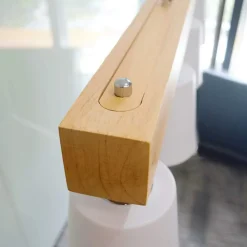 NETTLIFE Suspension 5 ampoules E27 blanc moderne Métal et bois lampe de salle à manger Diam.102cm pour cuisine salon couloir hôtel