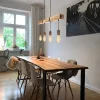 NETTLIFE Suspension 4 ampoules E27 Diam.80cm rétro avec poutre en bois Vintage pour salle à manger cuisine max.25W